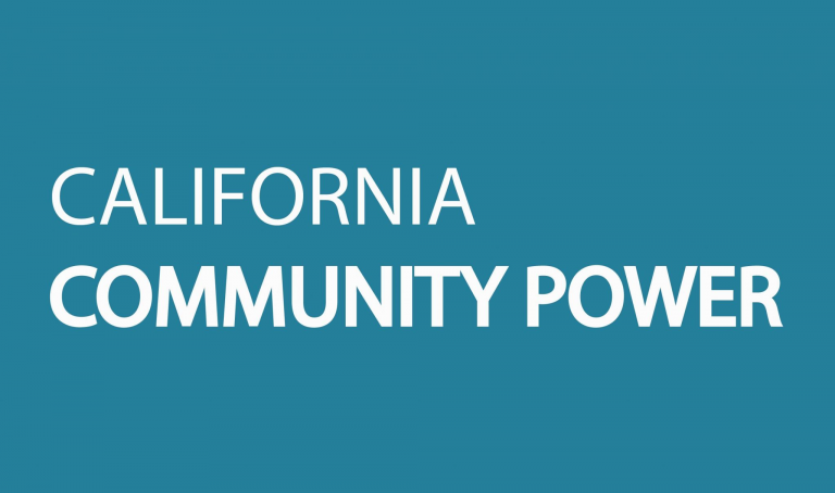 White text on a blue background reads California Community Power with Community Power in bold.